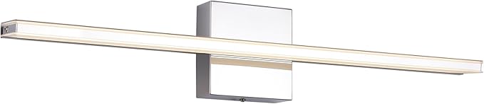 Chrome Bathroom Light Fixtures 24 Inch Bath Wall Lighting IP44 14W Vanity Lamp Bar Modern LED Lights for Vanity Rectangle Bathroom Lamps Over Mirror Acrylic Restroom Sink Light