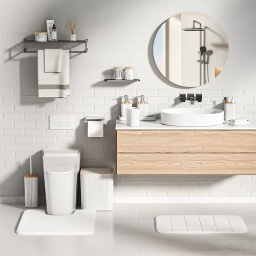 XLHOMO Bathroom Set - 25PC White Bathroom Set with Shower Curtain and Rugs - Image 5