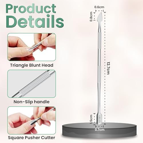 Cuticle Trimmer with Cuticle Pusher, Stainless Steel Nail Care Tool (Pusher (Pack 4)) - Image 2