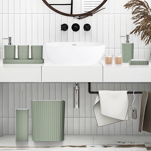 XLHOMO Bathroom Accessories Set - Gorgeous Sage Green Bathroom Set, 10PC - Image 2