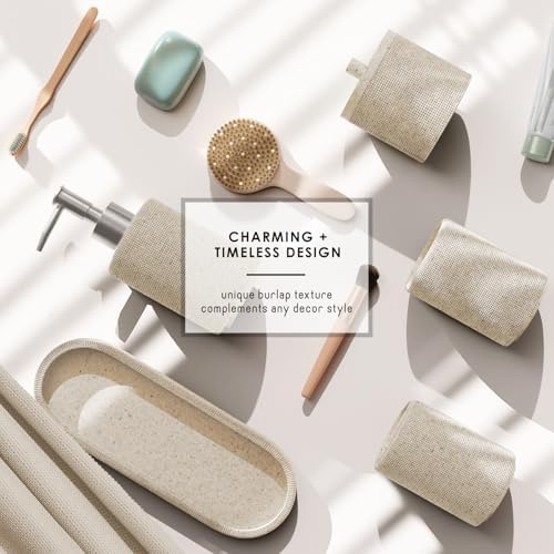 Clara Clark Beige Bathroom Set - Bathroom Sets with Shower Curtain and Rugs, 21PC Bathroom Accessory Set, Shower Curtain Set with Soap Dispenser & Toothbrush Holder - Image 6