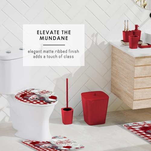Clara Clark Bathroom Set - Christmas Bathroom Decor, Xmas Bathroom Accessories Set, 9PC Bathroom Accessory Set, Christmas Bathroom Sets with Bathroom Rugs, Toilet Brush, Trash Can & Soap Dispenser - Image 7