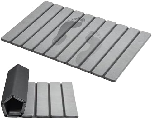 AWW Foldable Stone Bath Mat, Diatomaceous, 23.6"x15.5", Grey by AWW