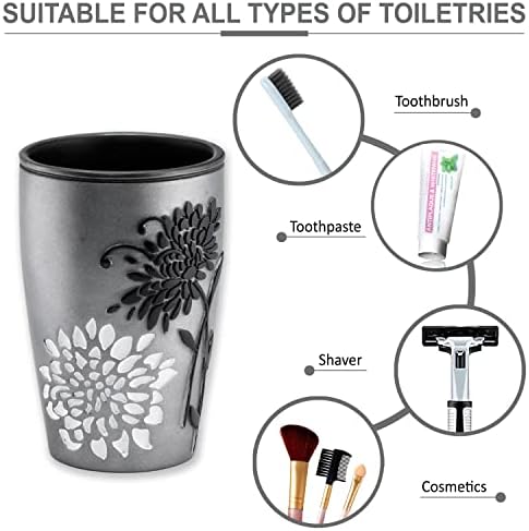 Zahari Home 4pc Erica Bathroom Accessories Sets Modern Classic Soap Dispenser, Tumbler, Tooth Brush Holder and Soap Dish Holder Unique Design Grey Bathroom Set - Image 5