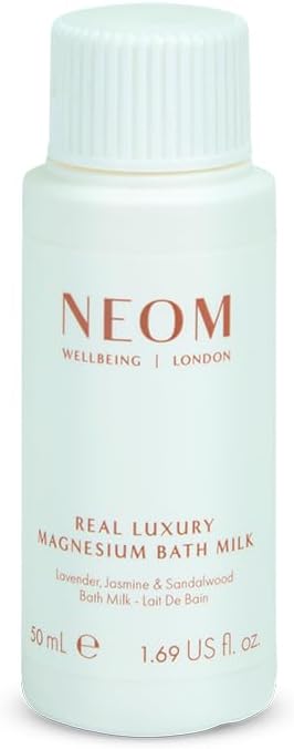 NEOM Real Luxury Magnesium Bath Milk 50ml Gift I 100% Natural scents Including Lavender, Jasmine and Sandalwood to Soothe Muscles and Tired Limbs I Stocking Stuffer
