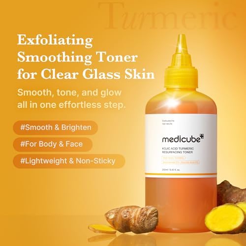 medicube Kojic Acid Turmeric Smoothing Toner for Face & Body | Lightweight Toner for Balancing Uneven Skin Tone & Texture | Niacinamide, Glycolic Acid for Clear Glass Skin | 8.45 fl.oz (Pack of 2) - Image 2