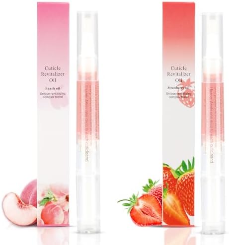 Meschett 2PCS Cuticle Oil Pens for Nail Care, Moisturizing Nail Oil Pen with Soft Brush, Hydrating Cuticle Oil for Dry Nails & Cuticles (Peach & Strawberry Flavors) by MESCHETT