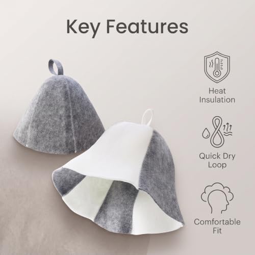 2 Pack Wool Sauna Hat Ukrainian Banya Cap for Men Women Bath House - Image 2