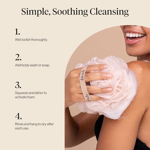 Kitsch Shower Loofah – Soft Mesh Body Scrubber & Bath Sponge - 3pc Set - Image 6