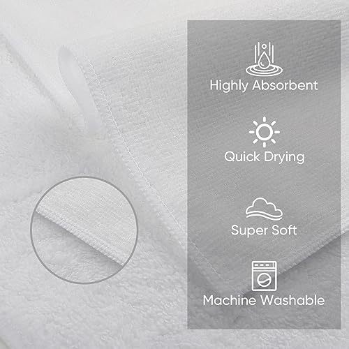 HOMEXCEL Microfiber Washcloths 12 Pack, Highly Absorbent and Soft Face Towel, Multi-Purpose White Wash Cloths for Bathroom, Hotel, Spa, Gym, and Kitchen, 12x12 Inch - Image 2