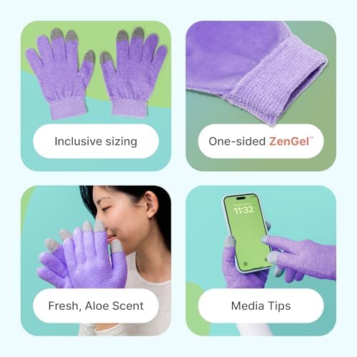 ZenToes Moisturizing Gloves for Dry Hands, Media Tips, Fuzzy, 1 Pair - Image 3