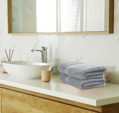 Utopia Towels 8 Piece Majestic Plush Luxury Towel Set, Cotton, Cool Grey - Image 6