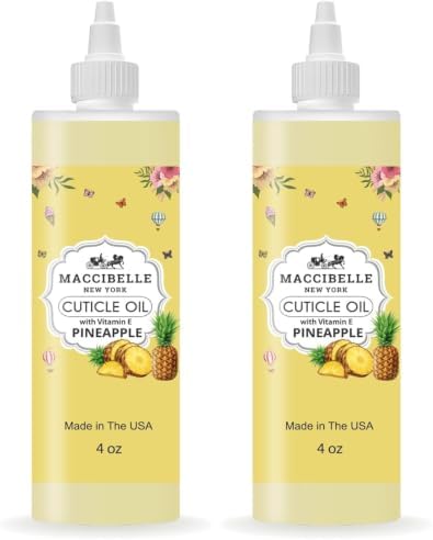 Cuticle Oil For Nails Refill size for Dry Cracked Cuticles (4 Ounce, Pineapple) (Pack of 2) by Maccibelle