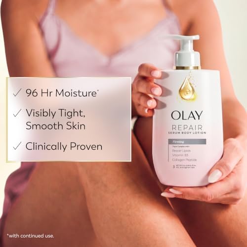 Olay Firming Body Lotion for Women, 96HR Moisture, Lightweight Visible Firming Care, with Vitamin B3 & Collagen Peptide, Free of Parabens & Phthalates, Blackberry & Moonflower Scent, 17 fl oz - Image 2