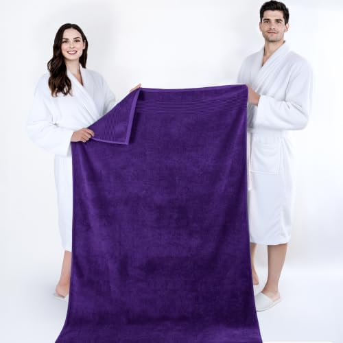 Cotton Paradise 100% Cotton Turkish Towel Set, Soft Absorbent Quick Dry, 2 Piece 35x70 Bath Sheet Set, Violet Purple - Image 5