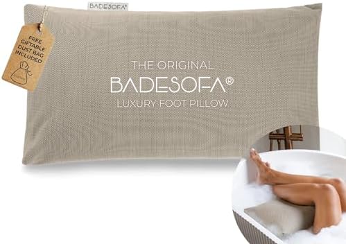 BADESOFA® Luxury Bathtub Pillow for Feet in Beige, Quick-Drying by BADESOFA