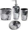 Zahari Home 4pc Erica Bathroom Accessories Sets Modern Classic Soap Dispenser, Tumbler, Tooth Brush Holder and Soap Dish Holder Unique Design Grey Bathroom Set by ZahariHome