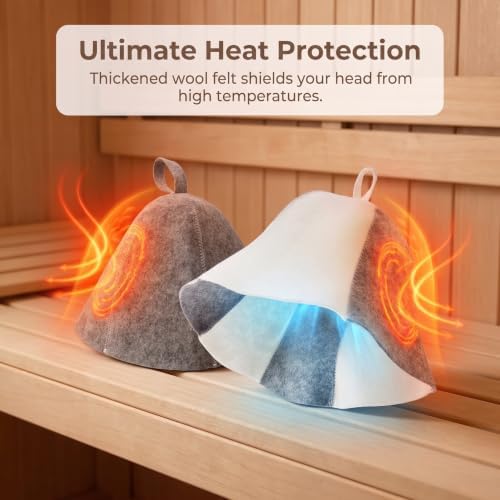 2 Pack Wool Sauna Hat Ukrainian Banya Cap for Men Women Bath House - Image 5