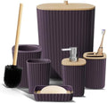 Clara Clark Bathroom Set - Purple Bathroom Accessories Set, 6PC Bathroom Accessory Set, Bathroom Sets with Toilet Brush, Trash Can & Soap Dispenser by ClaraClark