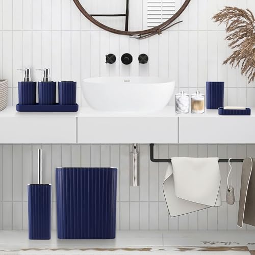 XLHOMO 26PC Bathroom Accessories Set - Gorgeous Blue Bathroom Set, Bathroom Accessory Set, Blue Shower Curtain Set with Bathtub Mats for Shower Tub - Image 6