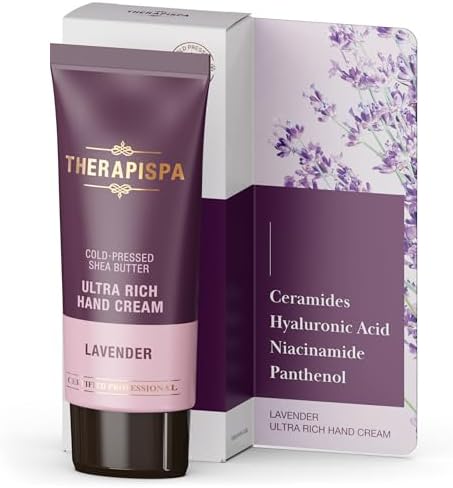 THERAPISPA Ultra Rich Hand Cream – Intensive Hydration & Repair for Dry, Chapped Hands | Enriched with Shea Butter, Ceramides, Niacinamide (B3) & Panthenol (B5) (Lavender, 2.0 oz, Pack of 1) by THERAPISPA