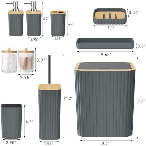 XLHOMO Bathroom Accessories Set - 10PC Elegant Grey Bathroom Set - Image 3