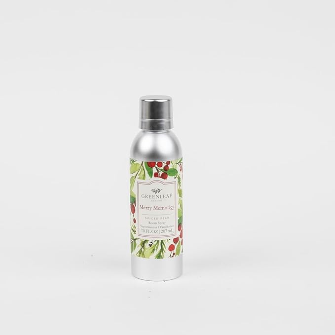 Greenleaf Gifts Merry Memories Holiday Scented Room Air Freshener Spray | Non-Aerosol 7 oz Spray | Seasonal Christmas Air Freshener for Home | Home Fragrance for Bedroom & Bathroom
