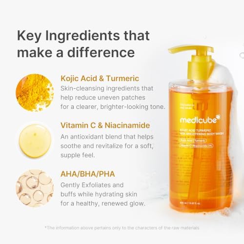 medicube Kojic Acid Turmeric Brightening Body Wash, 33.81 fl.oz - Image 3