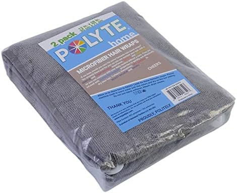 POLYTE Microfiber Hair Turban Wrap Drying Towel (12x28 Large, 2 Dark Gray)
