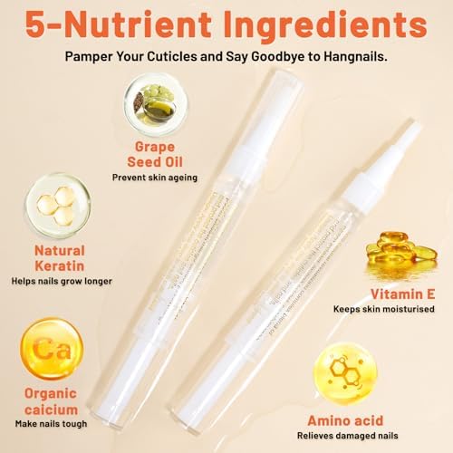 Meschett 2PCS Cuticle Oil Pens for Nail Care, Moisturizing Nail Oil Pen with Soft Brush, Hydrating Cuticle Oil for Dry Nails & Cuticles (Osmanthus flowers & Jasmine Flavor) - Image 3