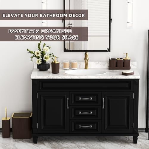 XLHOMO Bathroom Accessories Set - 10PC Gorgeous Brown Bathroom Set - Image 6