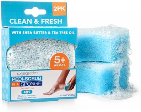 Spongeables Pedi Scrub Foot Exfoliating 20+ Wash Sponge, Clean & Fresh, 2 Count by Spongeables