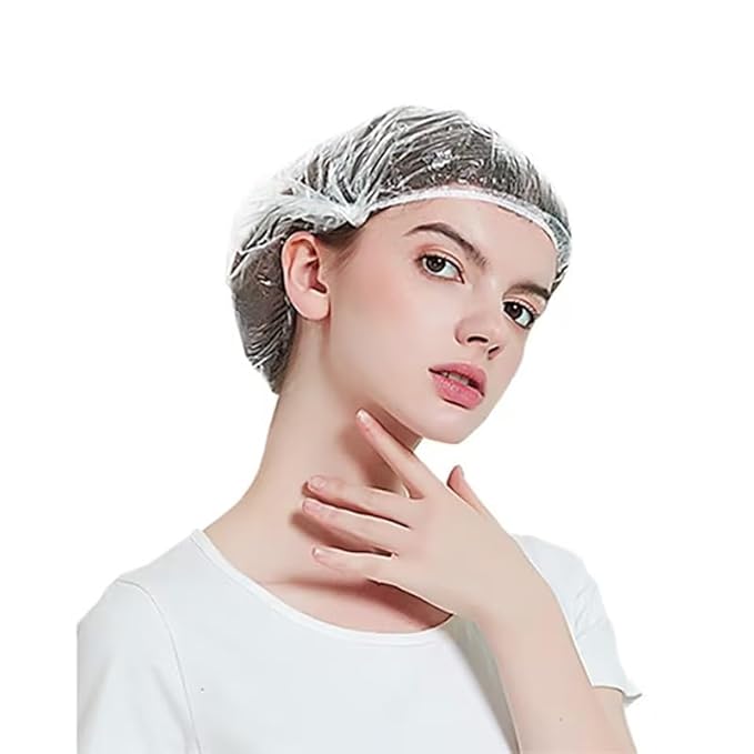 100Pcs Pink Disposable Elastic Plastic Shower Caps,Shower Caps for Women Caps Shower Hat Large Shower Cap Elastic Hair Cap for Home Use Hotel Spa and Hair Salon,Personal Care Bathing Accessories