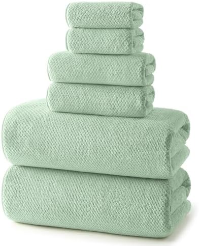 REDKISS Ultra Soft 6 Piece Towel Set, Premium Towels for Bathroom, Highly Absorbent, Quick Dry, Lightweight Bath Towels Set Collection, Includes 2 Bath Towels, 2 Hand Towels, 2 Washcloths, Green by REDKISSOnline
