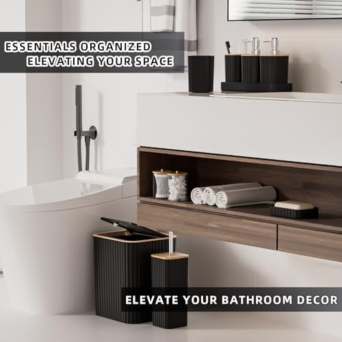 XLHOMO Bathroom Accessories Set - 10PC Elegant Black Bathroom Set - Image 6