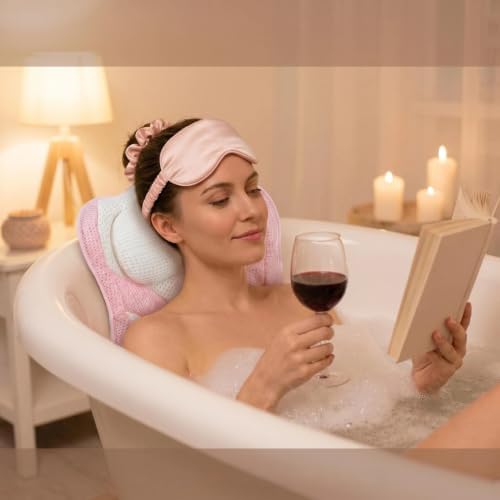Pink White Bath Bathtub Pillows for Tub Head and Neck Pillow. - Image 7