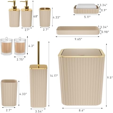 XLHOMO Bathroom Accessories Set - Gorgeous 10PC Beige Bathroom Set - Image 3