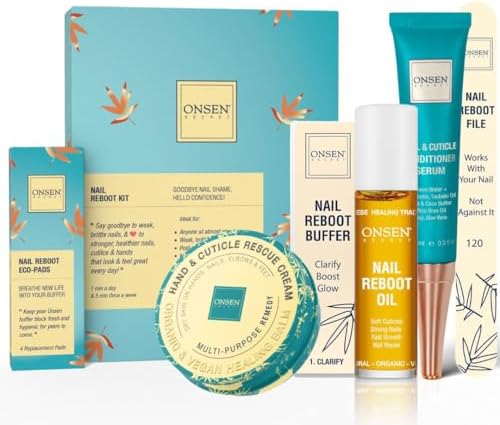 ONSEN Secret Advance Rescue Nail Kit - Strengthening Nail Oil & Serum with Hand & Cuticle Rescue Cream - Tsubaki, Shea Butter, Jojoba - Hydrates, Repairs, and Restores by OnsenSecret