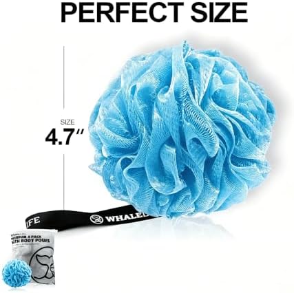 Loofah Bath Sponges - Gentle Exfoliating Shower Loofah for Rich Lather, Durable Mesh Body Scrubber for Men & Women 4 Pack (Sky Blue) - Image 4