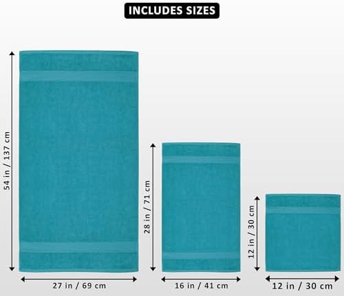 Utopia Towels 8 Piece Majestic Plush Luxury Towel Set, Cotton, Teal - Image 2