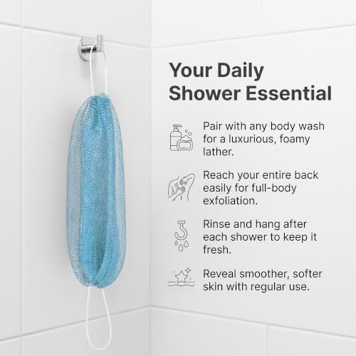 UJFQBH African Net Sponge Authentic 3 Pack, the Gentle Exfoliating Body Scrubber that Unclogs Pores, Reaches Your Back, Dries Fast, and Leaves Skin Smooth Day After Day（Yellow, Army Green, Sky Blue） - Image 4