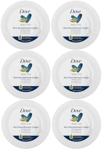 Dove Body Love Rich Nourishment Cream, Face, Hand & Body Lotion for Extremely Dry Skin, Fast-Absorbing 72-Hour Moisturizing Cream with Ceramide Serum, 5.07 Fl Oz (Pack of 6) by Dove