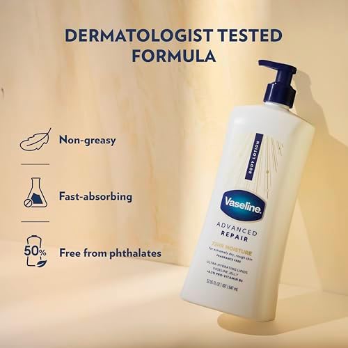 Vaseline Advanced Repair Body Lotion for Dry Skin, Unscented 32oz - Image 5