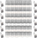 Zahari Home 13pc Modern Line Shower Curtain Set - Gray Luxury Contemporary Shower Curtains with Unique Design & 12 Hooks by ZahariHome