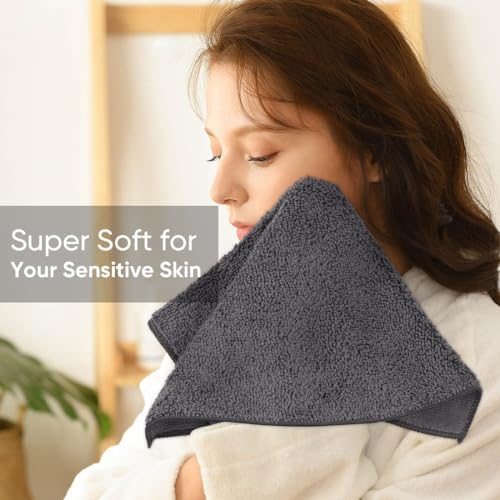 HOMEXCEL Washcloths 50PK, Ultra Soft&Highly Absorbent Face Towels, 12X12 in - Image 4