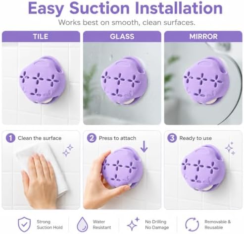 2-Pack Silicone Shower Steamer Holder with Suction Cups, 3.28 Inch Tray Set - Image 4