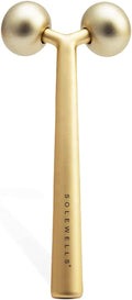 Facial Cooling Metal Gold Roller Massager, Contours Jawline, Promotes Lymphatic Drainage & Puffiness Reducer. Brighter, Smoother, Tighter Neck & Face Gym Exercise Anti-Aging, Not Jade.