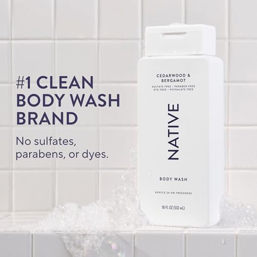 Native Clean Body Wash, Gentle & pH-balanced for Sensitive Skin, 24-Hr Freshness for Men & Women, Vegan & Cruelty-Free, Free of Sulfates & Parabens, Cedarwood & Bergamot, 18 fl oz - Image 2