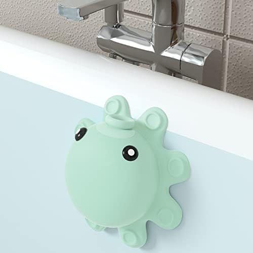 Bathtub Overflow Drain Cover Tub - Silicone Bathroom Overflow Drain Cover, Bath Tub Overflow Cover, Bathroom Spa Accessories, Adds Inches of Water for Deeper&Warmer Bath，Aqua Green by Abalter