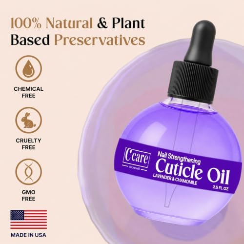 C CARE Cuticle Oil For Nails - Lavender and chamomile Nail Oil - Moisturizes and Strengthens Nails and Cuticles - Dropper & Brush included - Large 2.5 oz bottle - Image 3